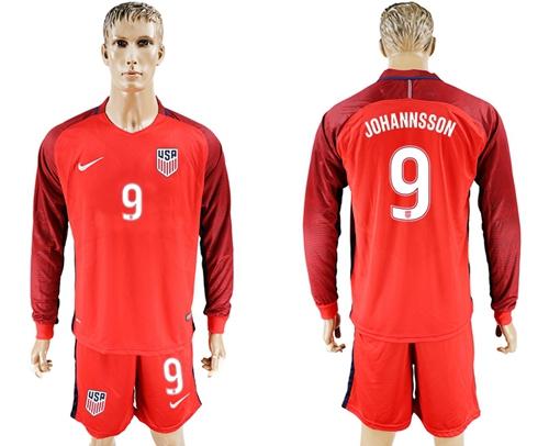 USA #9 Johannsson Away Long Sleeves Soccer Country Jersey - Click Image to Close